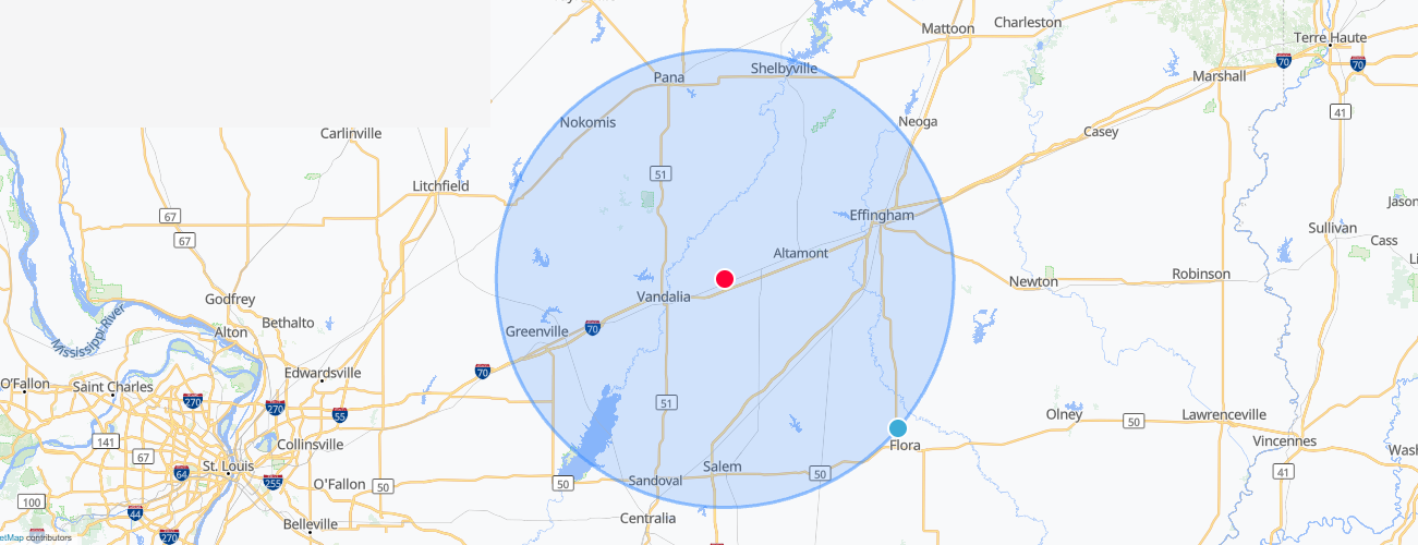 30-mile free delivery radius from Brownstown, IL
